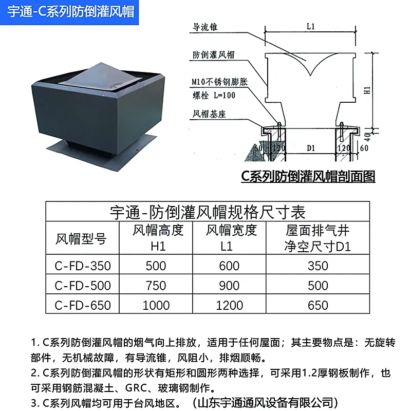 深圳南澳街道D系列排气道风帽批发零售就近发货